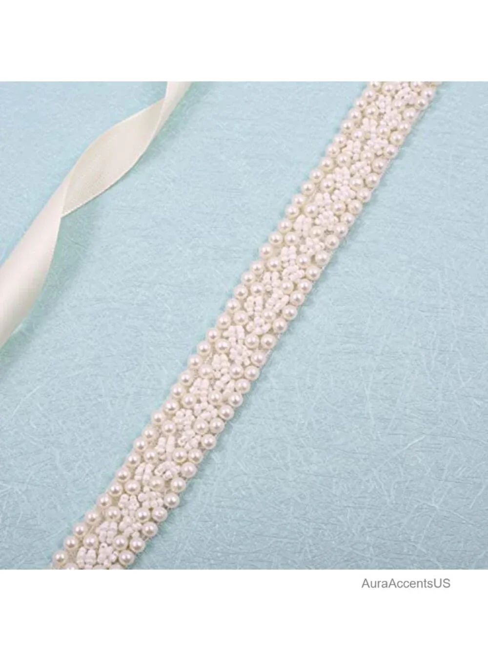 Handmade Pearl and Rhinestone Bridal Wedding Sash Belt